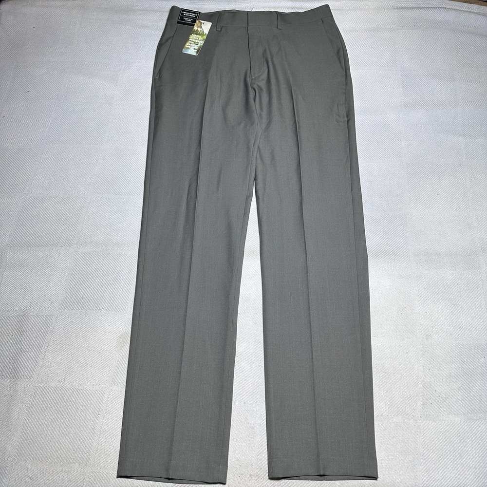 NEW Haggar Premium Comfort Dress Pants 32x32 Slim Stretch Wrinkle Free Gray NWT